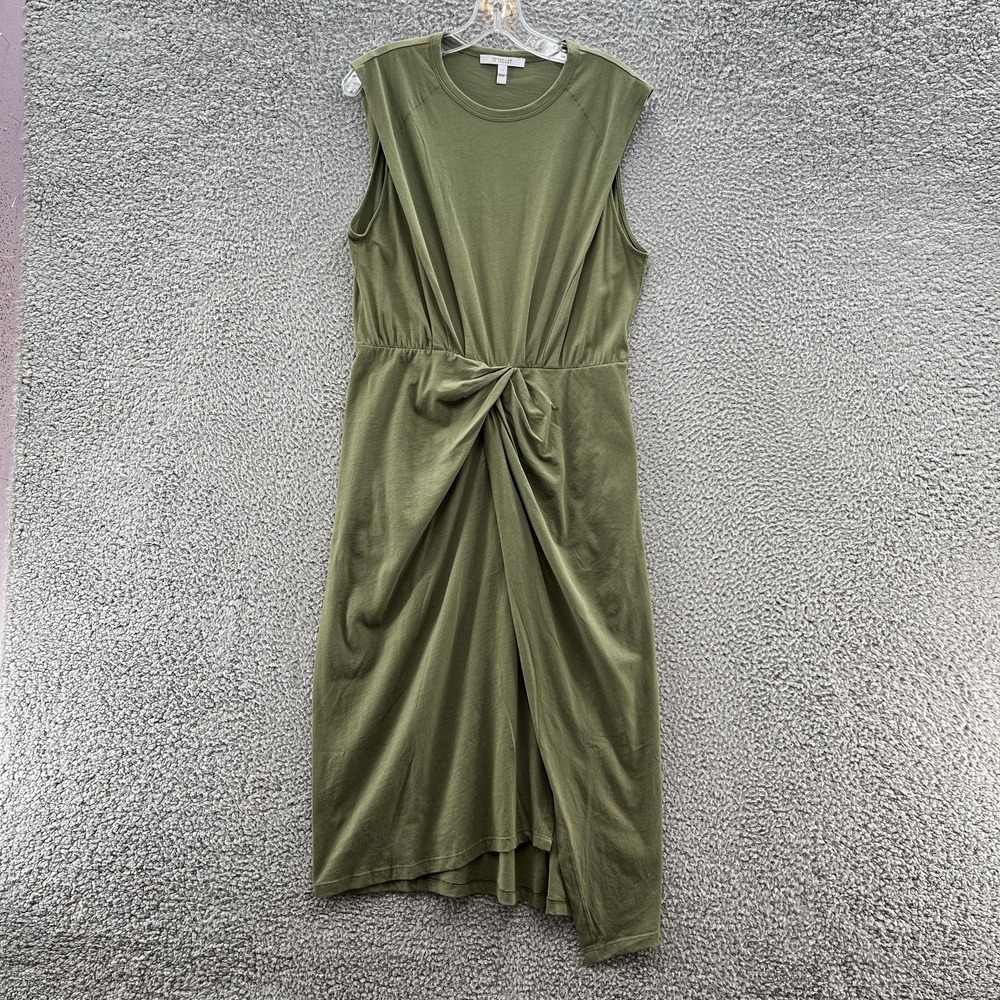 Derek Lam 10 Crosby Dress Large Green Jersey Knit Twist Draped Avant Garde Midi
